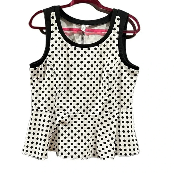 Jules & Leopold white and black polka dot top, size large - Picture 1 of 4